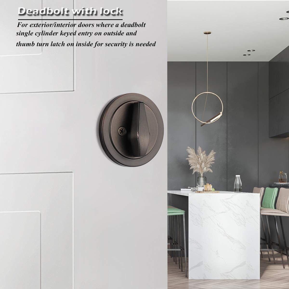 Gobrico 2 Keyed Alike Single Cylinder Deadbolts 2 Pack, Oil Rubbed Bronze