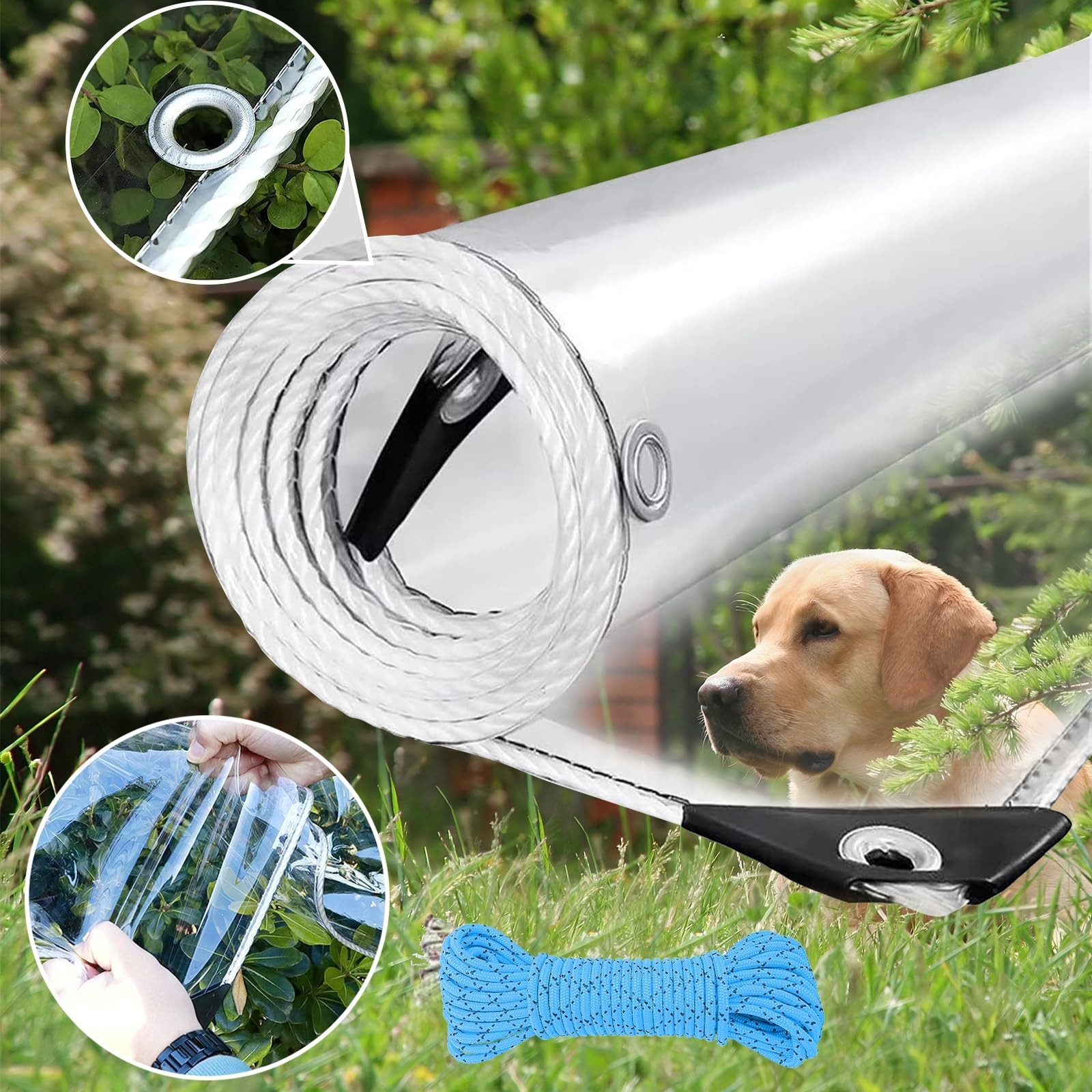 Clear Tarp with Grommets,5x7ft Transparent Heavy Duty Water Resistant Tarp Co…