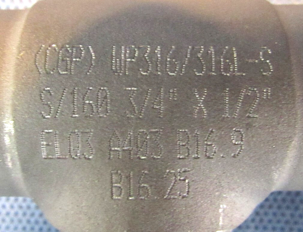 New 3/4″ x 1/2″ Butt Weld BW Reducing Tee 316/316L Stainless Steel SS SCH 160