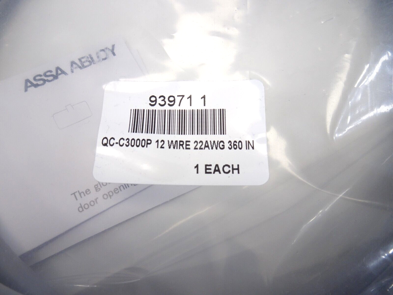 Assa Abloy Harness QC-C3000P 12 Wire 22AWG 360 IN 93971 1 BRAND NEW in BAG