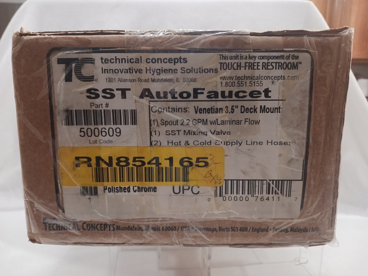 TC Rubbermaid 500609 Venetian 3.5 SST Auto Faucet Touch Free Chrome Bathroom ADA