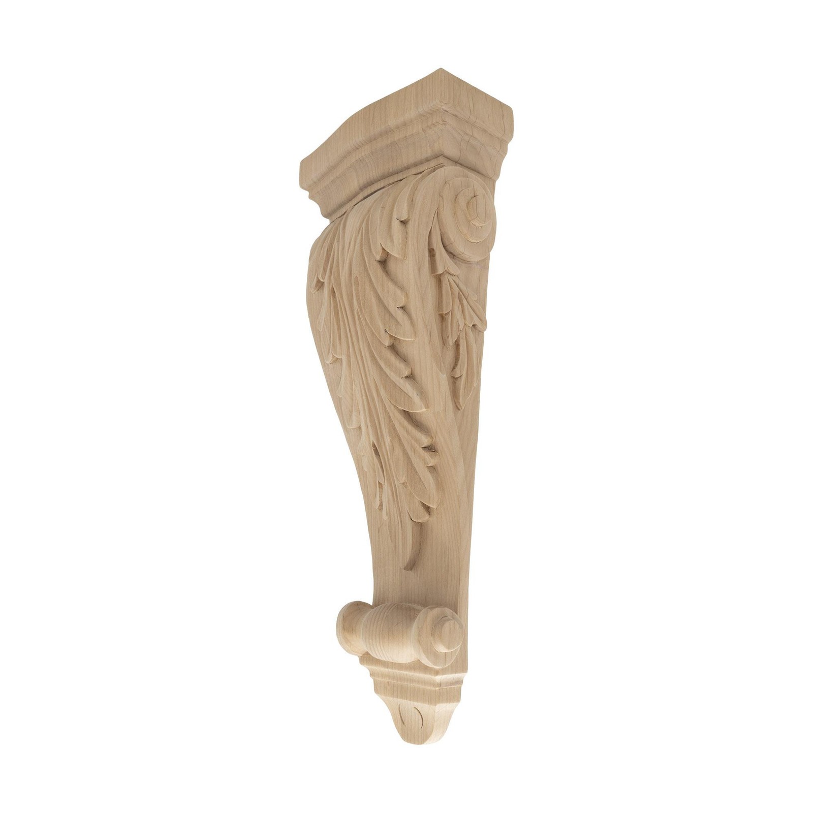 Outwater 15-3/8″ x 5-7/8″ x 2-5/8″ Unfinished Alder Acanthus Leaf Wood Corbel
