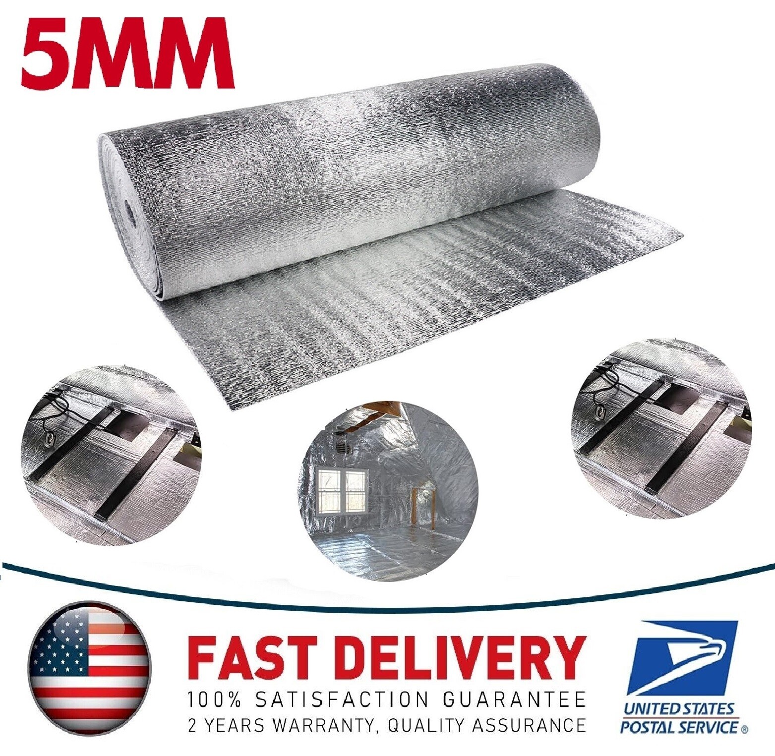 16Sqft Double Bubble Reflective Thermal Aluminum Foil Radiant Heat Vapor Barrier