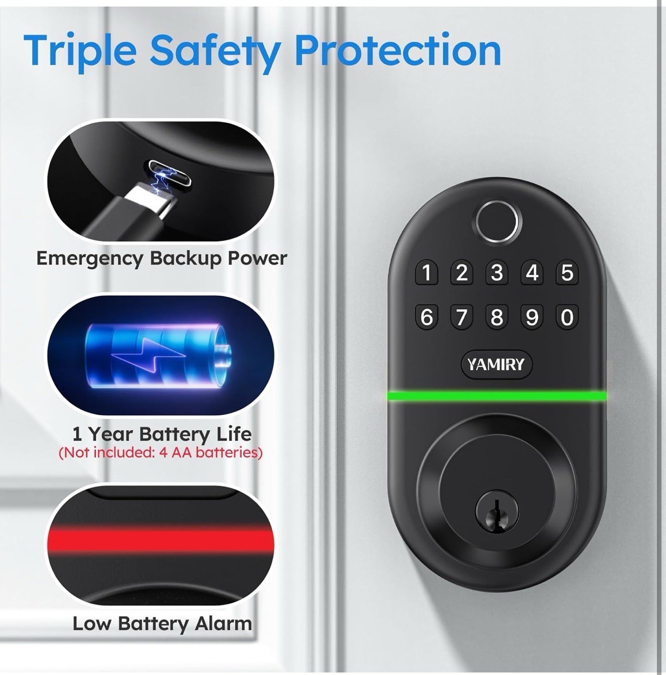 Yamiry Keypad Smart Door Knob Lock, Keyless Entry Lock for Matte Black