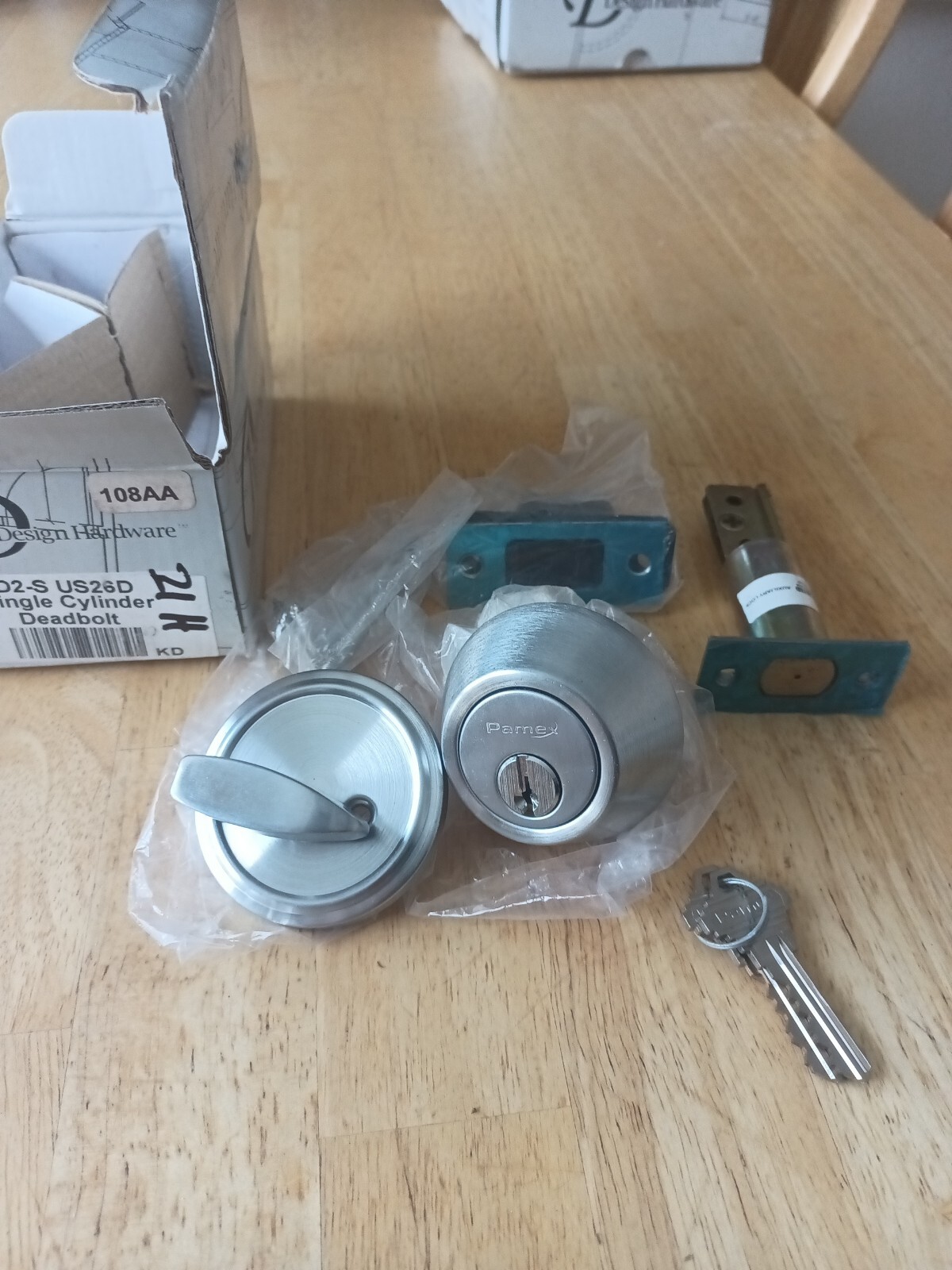 Design Hardware D2-S US26D, Single Cylinder Deadbolt, New in box