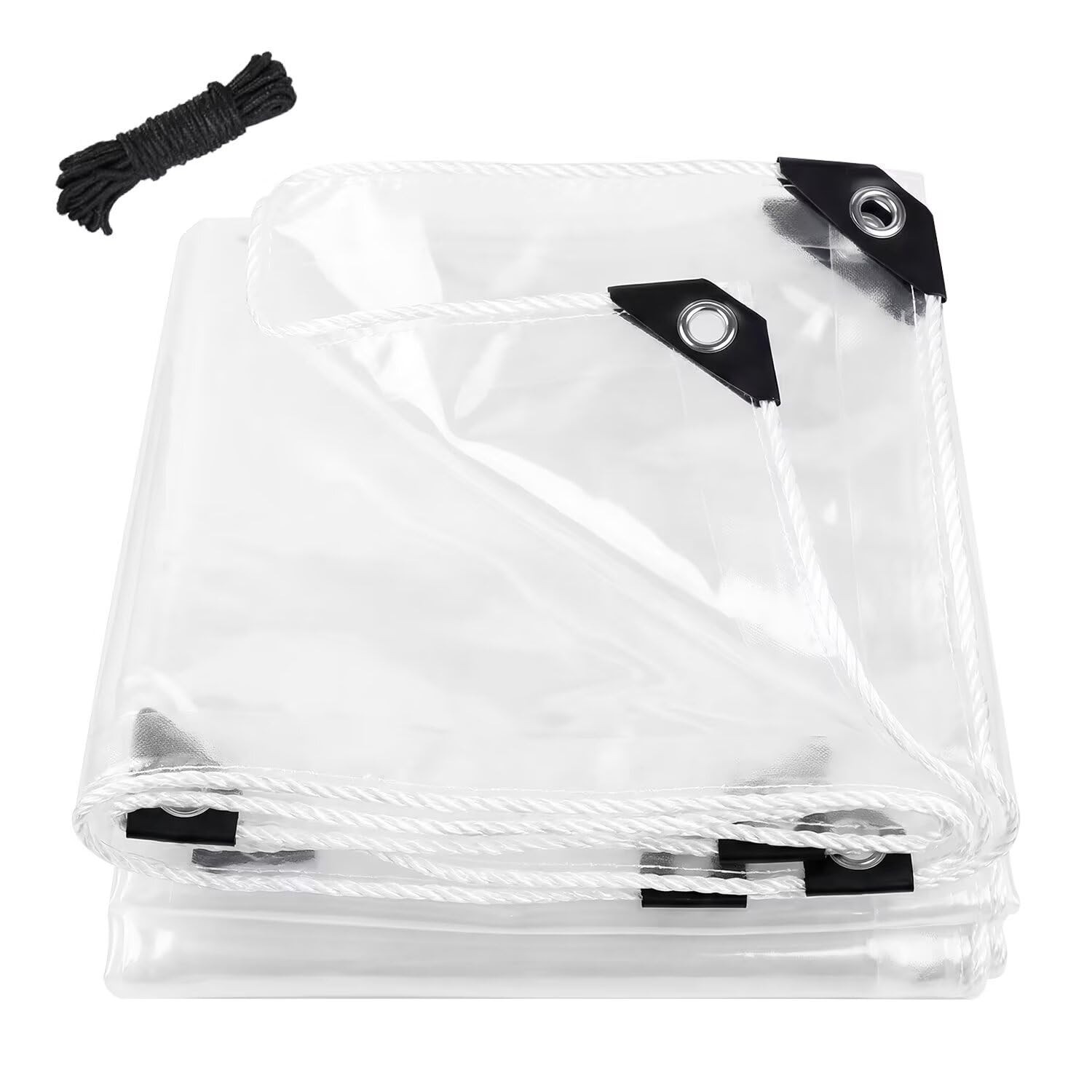 8x10FT Clear Tarp – PE Clear Vinyl Tarp Edge Hot Melt Heavy Duty Clear Waterp…