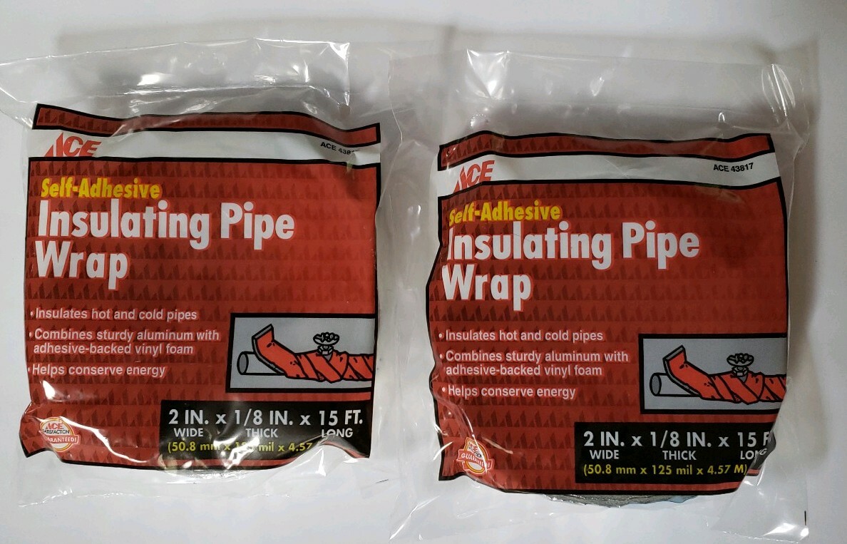 Lot of 2: ACE Self-Adhesive Insulating Pipe Wrap, 2″ X 1/8″ X 15Ft. (43817)