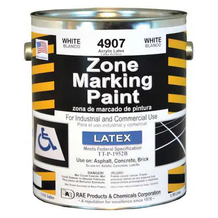 Rae 4907-01 Traffic Zone Marking Paint, 1 Gal., White, Latex Acrylic -Based