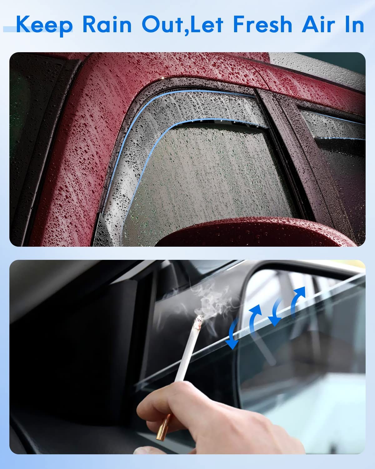 Dark Smoke Side Window Deflectors Rain Guards 4-Piece Set 09-13 Toyota Corolla