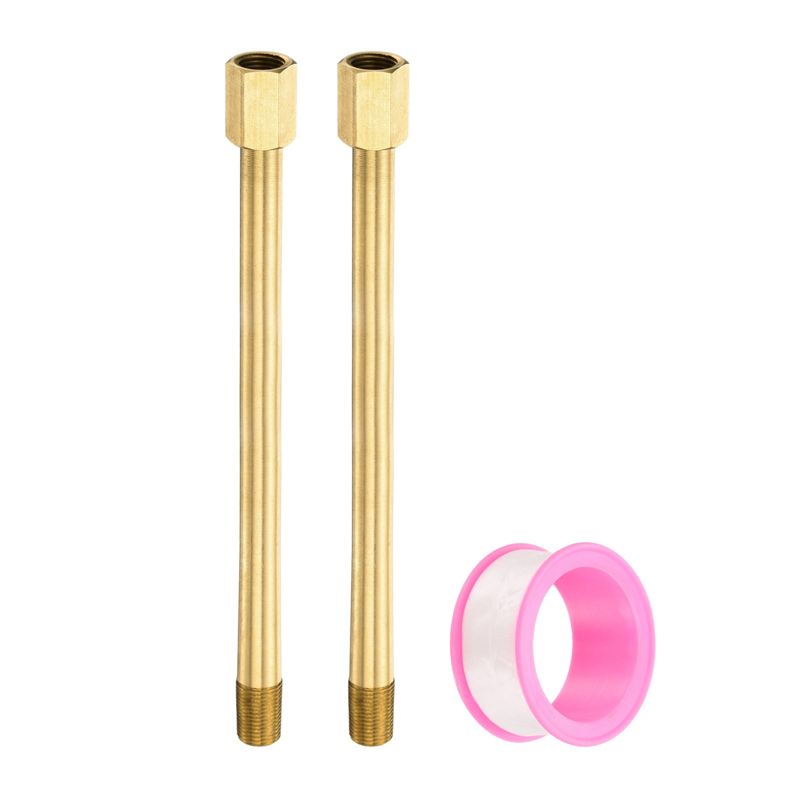 2Pcs 1/8″ g Male x 1/8″ g Female Brass Pipe Fittings with Tape 6 Inch Length